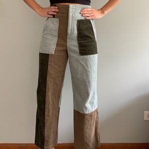 Patchwork corduroy pants